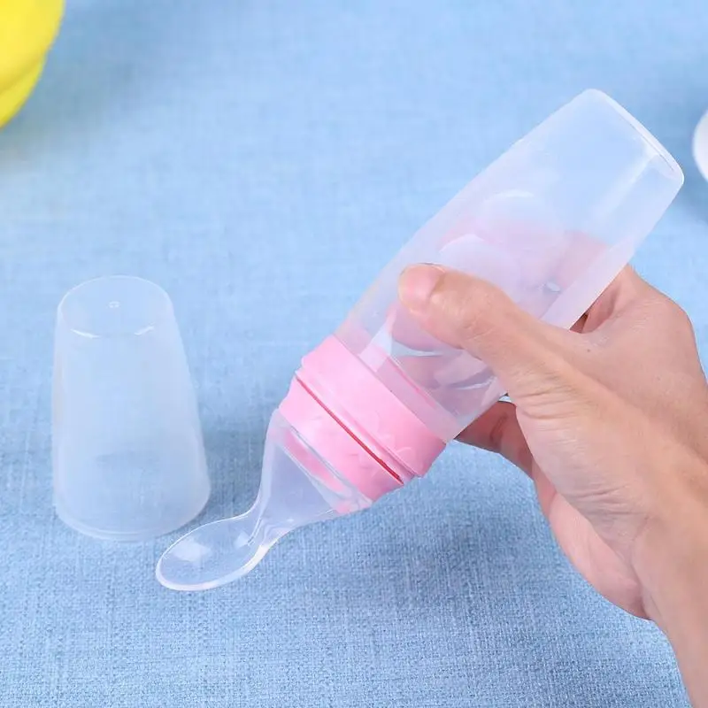 Baby Spoons Feeding Dishes Tableware Soft Spoon Squeezing Feeding Bottles Cover For Baby Children Flatware Feeder Tools Gadgets