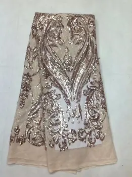 

Hot Sale French Net Lace Fabric High Quality Embroidery African Laces Fabric With Sequins Fabric For Sewing Beauty Women Dress L