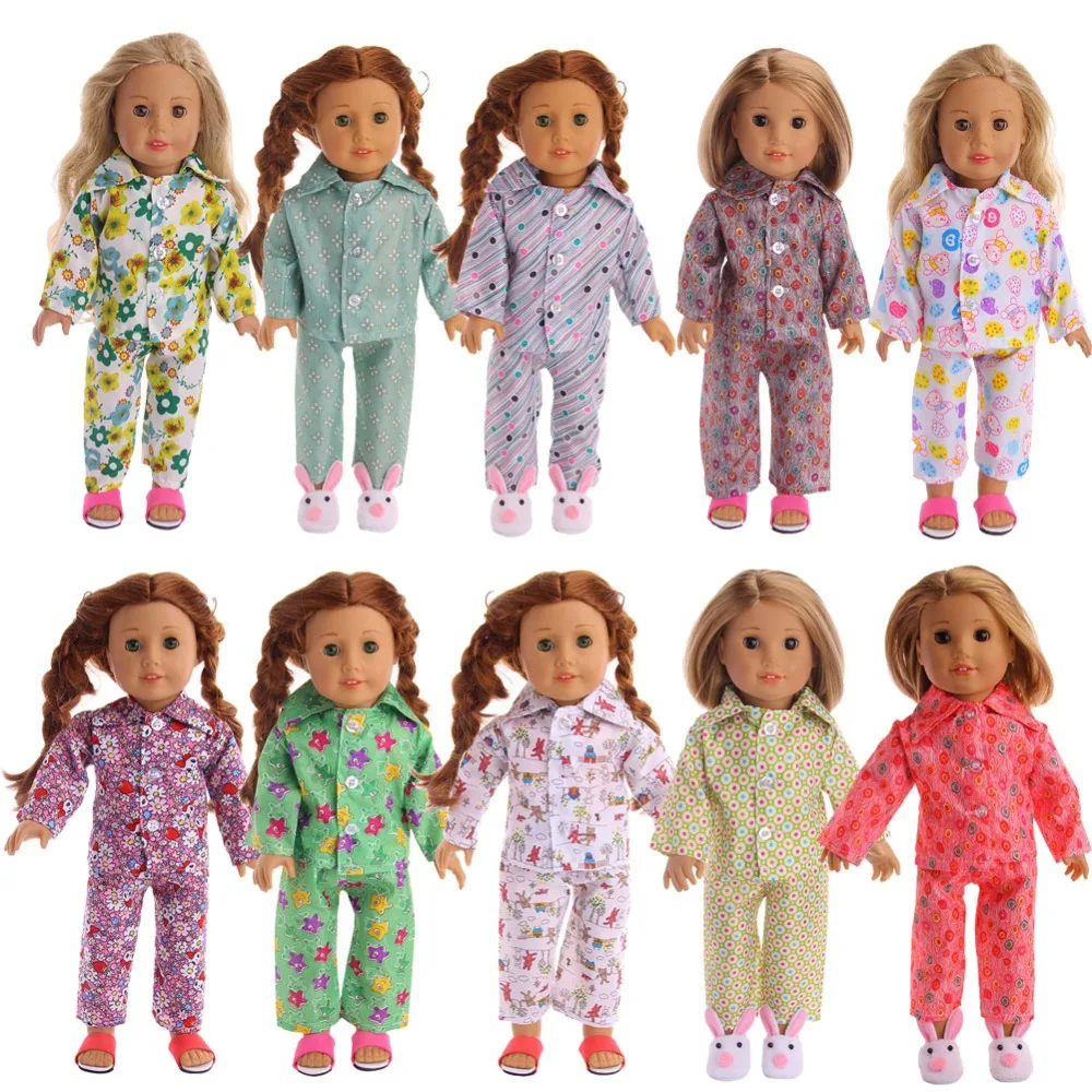 New Cute Pajamas Doll Clothes+1 Pairs Shoes Eye Mask 18 inch American Doll