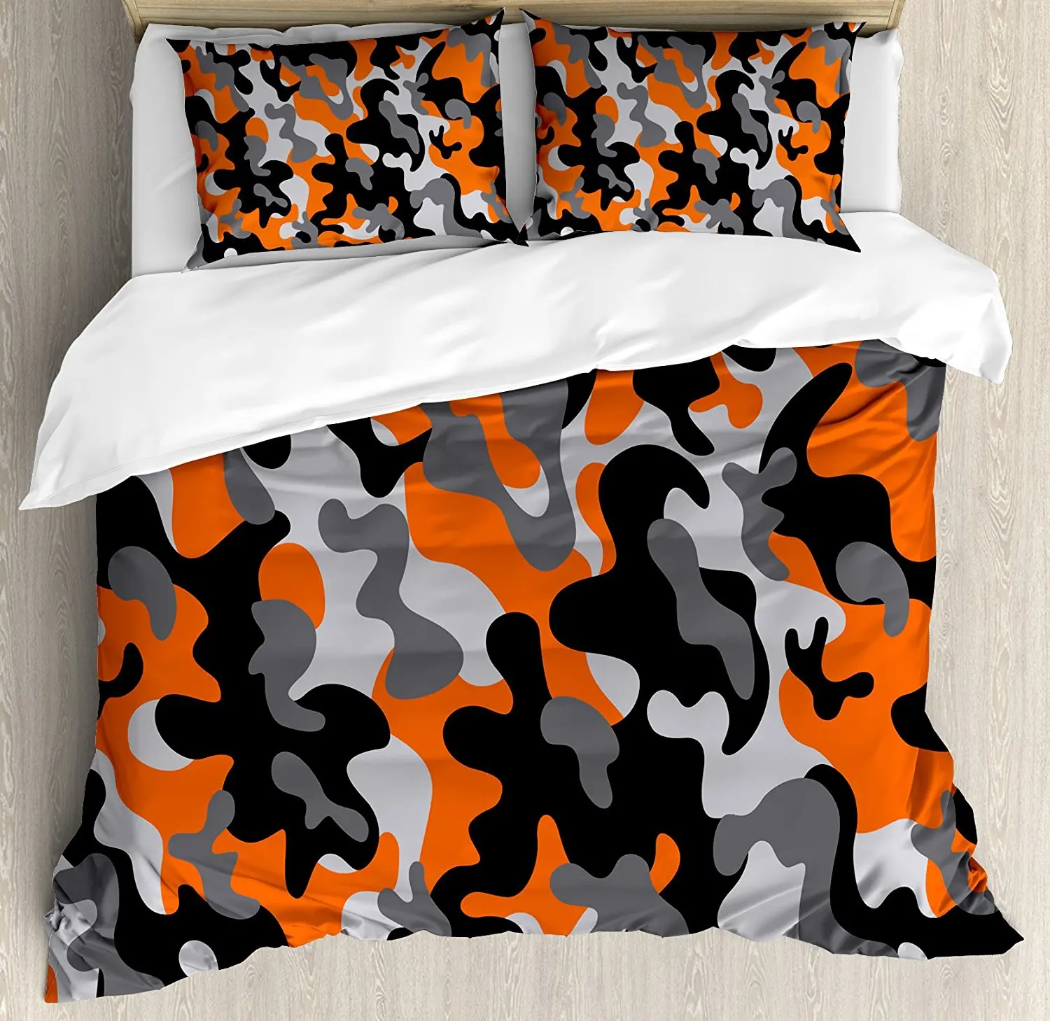 Camo Duvet Cover Set Vibrant Artistic Camouflage Lattice Like