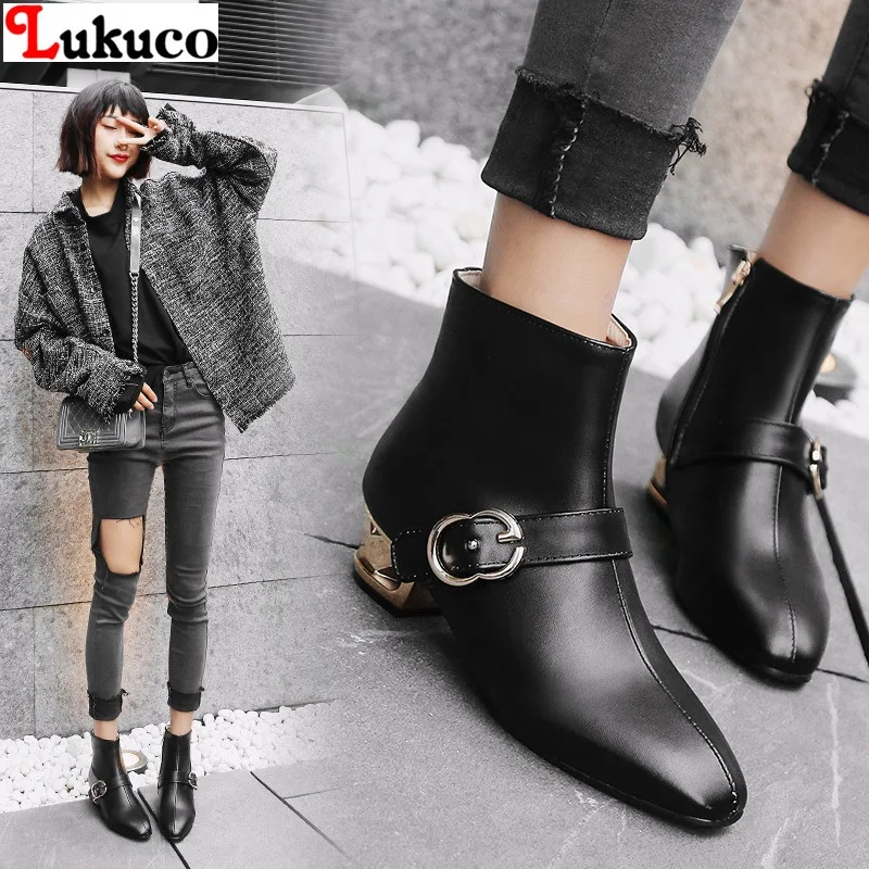 

Lukuco Ladies Chelsea Boots Warm Plush Low Heel Large Size 43 44 45 46 47 48 Handmade High Quality Free Shipping Shoes Woman