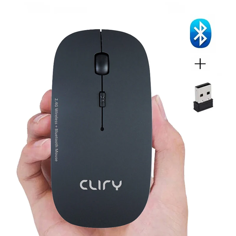 Cliry Bluetooth 3,0 + 2,4 ГГц беспроводной двойной режим 2 в 1 беспроводная мышь 1600 dpi ультра-тонкий эргономичный портативный оптический мыши