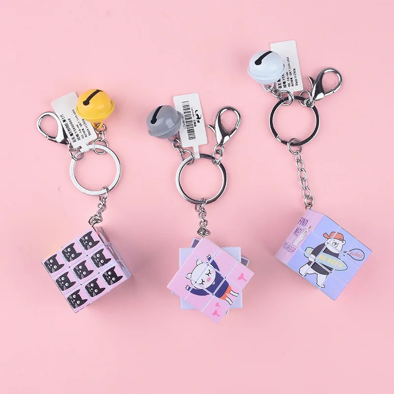 

2019 new creative third-order Rubik's cube car key ring pendant fun decompression toy bag hanging ornaments key chain gift
