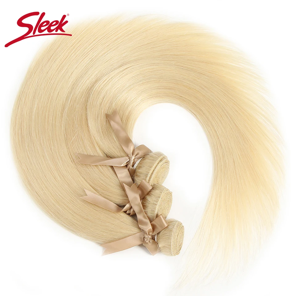 

Sleek 613 Honey Blonde Bundles Straight Hair Peruvian Hair Weave Bundles 100% Straight Remy Hair Extensions 10 to 26 Inches