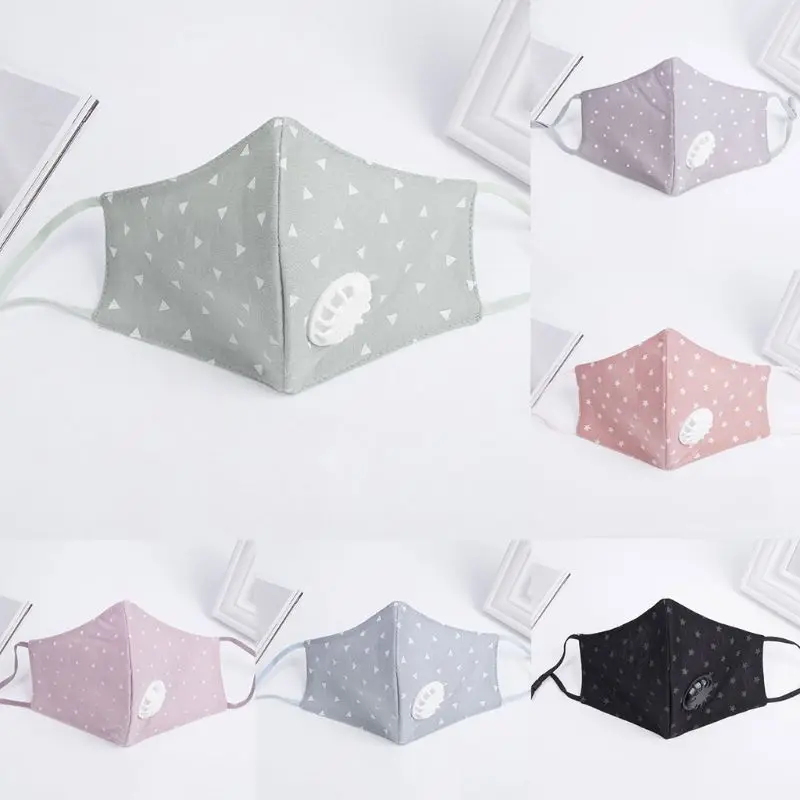 

Women Unisex PM2.5 Cotton Winter Mouth Mask Filter Anti Pollution Star Printed Light Color Mouth-Muffle Respirator With Breath V