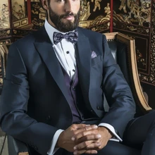 Итальянский стиль темно-синий костюм джентльмена смокинг жениха 3 шт Мужские свадебные костюмы выпускного вечера Лучший мужской костюм(куртка+ брюки+ жилет) Терно