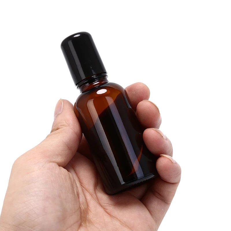 

5/10/15/20/30ML Amber Roll On Roller Bottle for Essential Oils Deodorant Containers with Lid 1Pc Refillable Perfume Bottle