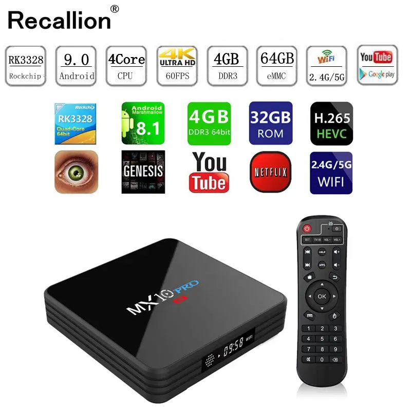 

MX10 PRO TV Box With Digital Display Set Top Box Android 9.0 4GB RAM 32GB ROM 2.4G 5G WiFi Media Player BT4.1 Support 4K H.265