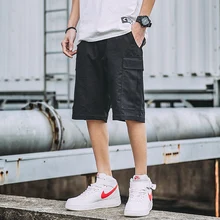 Летние мужские Шорты хлопковые модные однотонные уличные мужские повседневные мужские шорты Карго свободные рабочие шорты большие размеры 5XL