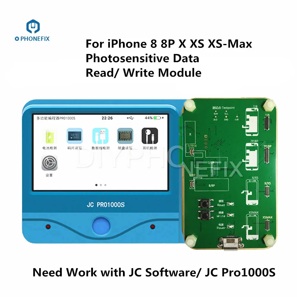 PHONEFIX JC Pro1000s ЖК-экран светочувствительный инструмент для чтения и записи данных светильник-сенсор программист для iPhone 8 8P X замена экрана