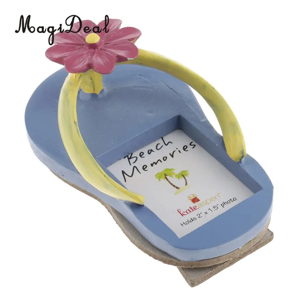 Summer Beach Flower Slipper Flip Flops Resin Picture Photo Frame