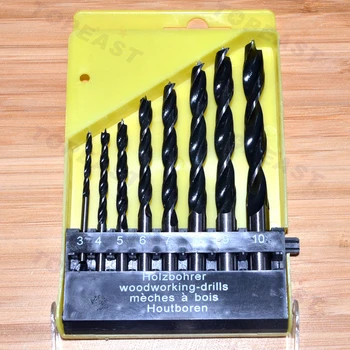 

8PCS/LOt Carbon Steel Manual Black Twist Wood Drill Bit Set tool Free shipping