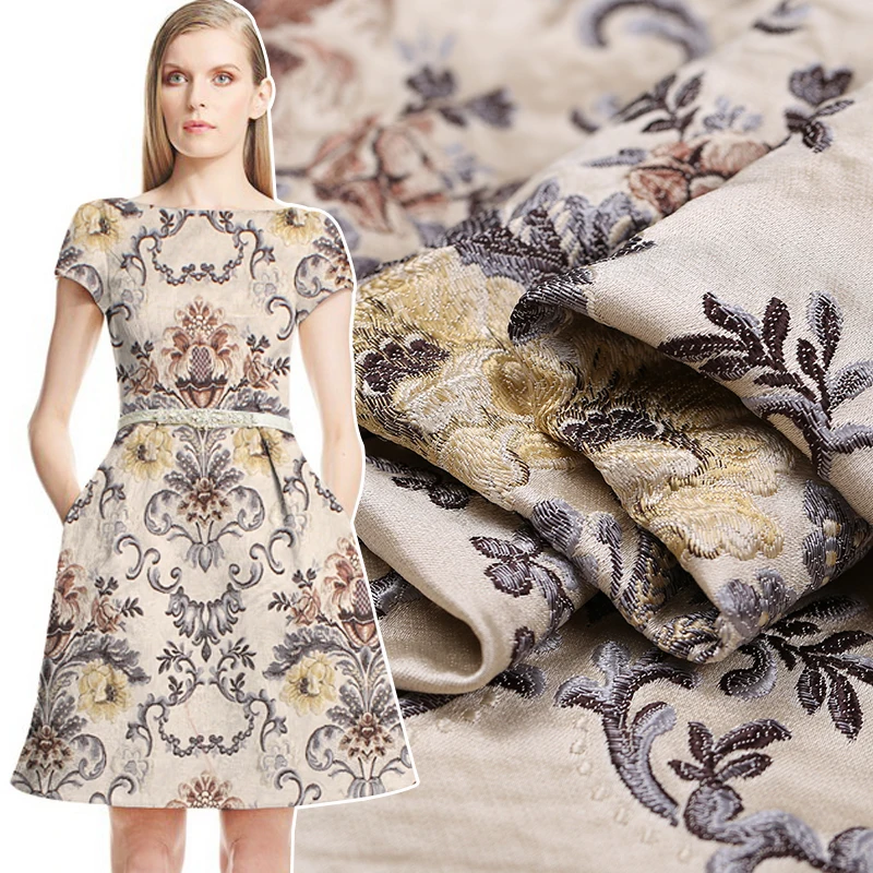 

Hot sale 2016 autumn french import jacquard tapestry satin fashion fabric for coat crisp wholesale tissu au meter bright cloth