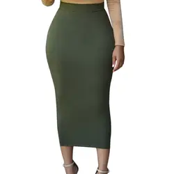 2019 новые летние женские Модные однотонные Цвет с завышенной талией длинное облегающее миди-юбка-карандаш
