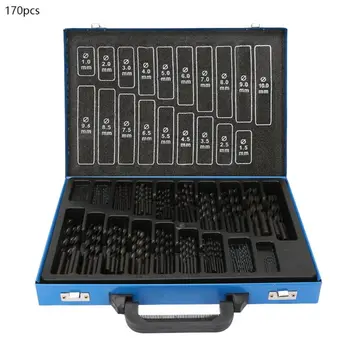 

1Set 170 In 1 HSS 1-10MM High Speed Steel Drill Bits Twist Drilling Bits Kit for Metal Plastic Wood Hole Saw Tools with Durable