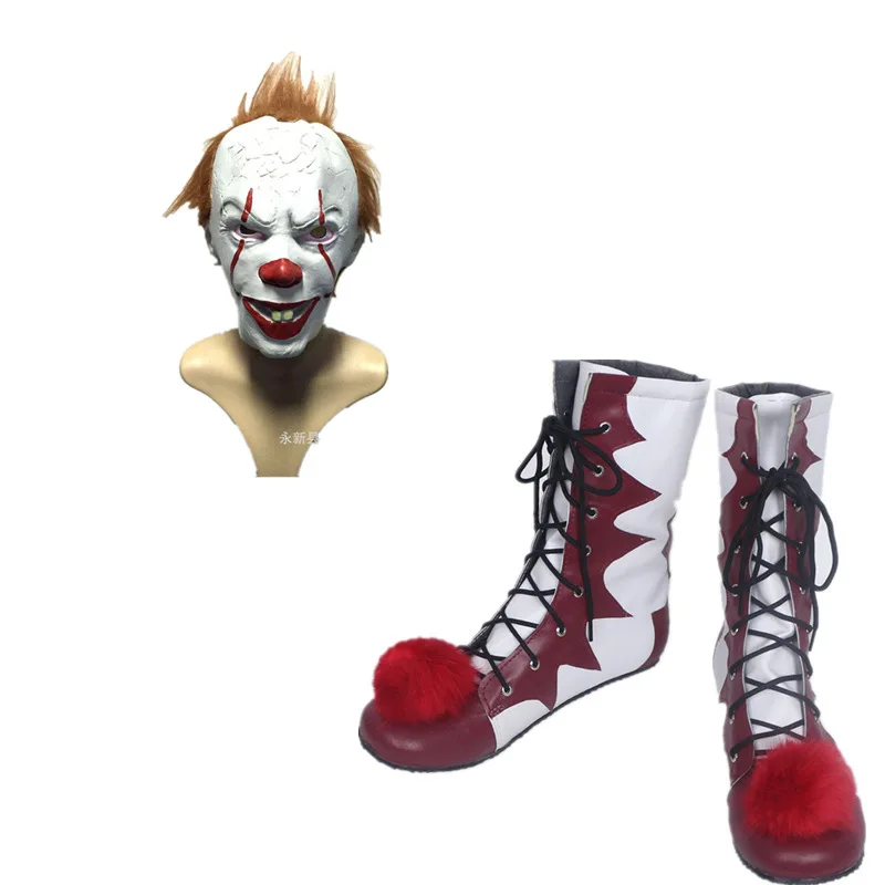 Горячая Распродажа Стивен Кинг это пеннивайз обувь, Маска Косплей костюмы ужасные клоунские сапоги для мужчин на заказ Хэллоуин Рождество аксессуары - Цвет: Mask2 and shoes