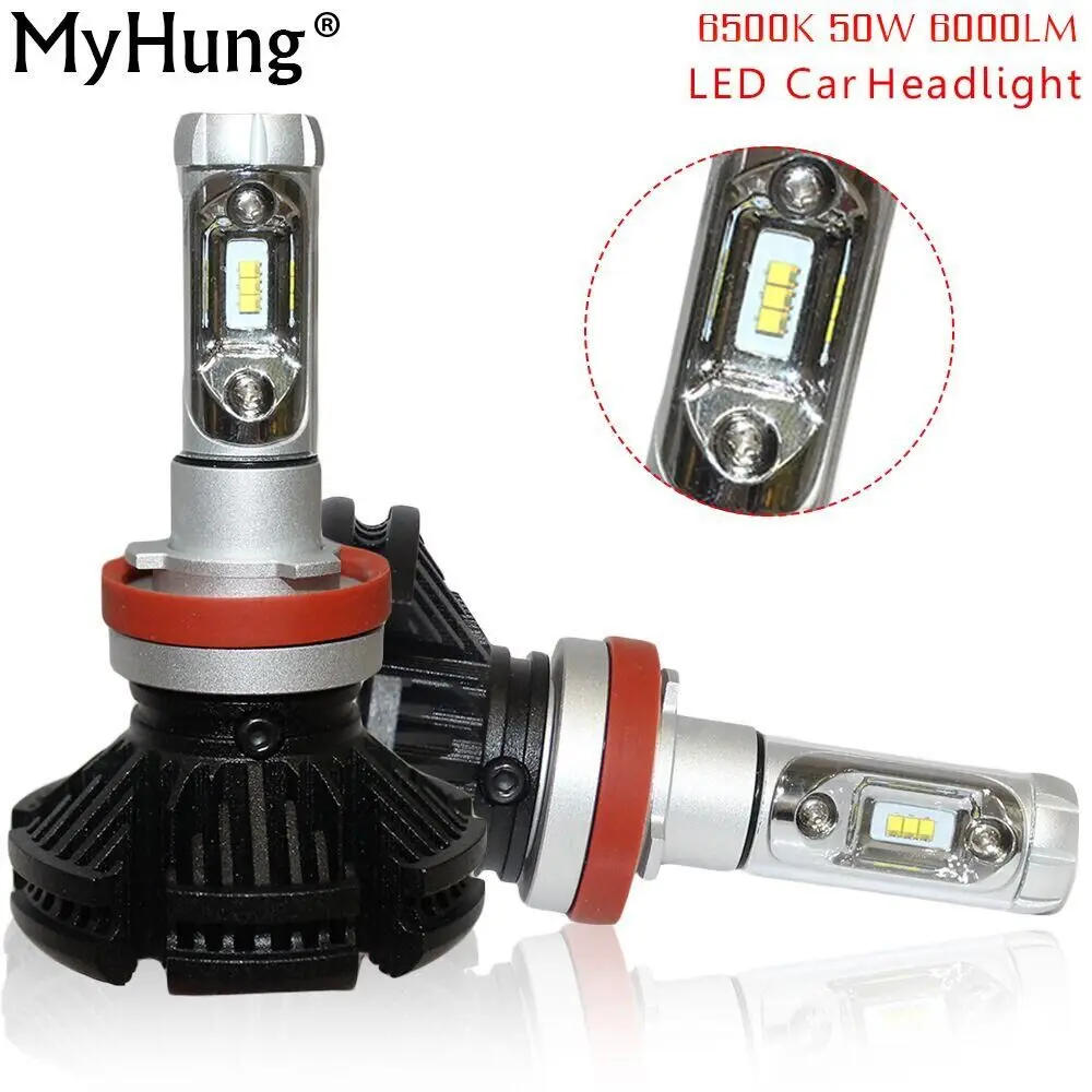 MyHung X3 H7 H11 9005 9006 H10 H11 Car LED Headlight Bulb 50W 6000LM