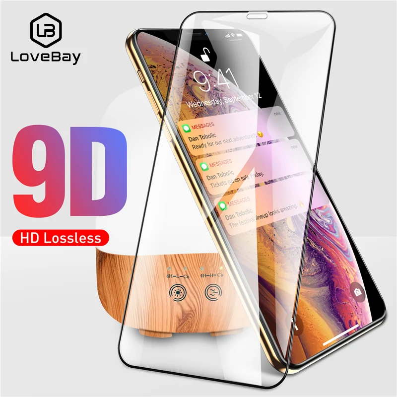 Закаленное стекло Lovebay 9D для iPhone 11 X XR XS Pro Max Защита экрана 6 6s 7 8 Plus закаленное с