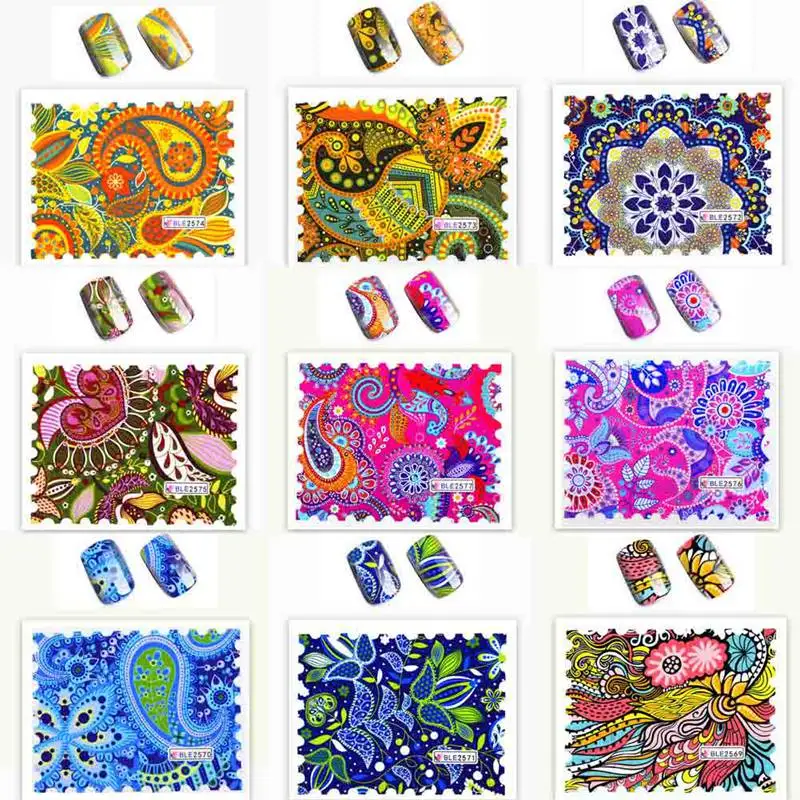 

1 Big Sheet 22 Patterns Big Sheet Water Decal Manicure Nail Art Transfer Sticker As Show Colors Available