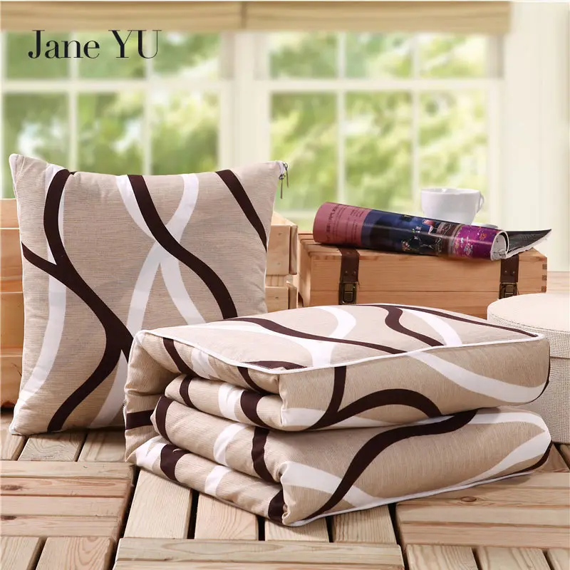 

JaneYU Decorative Pillows Flower Prints Pattern Soft Bolster+Blanket Two Uses Cushion Good Quality Pillow Summer Quilt