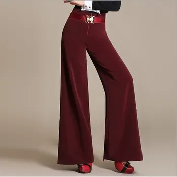 

2019 OL Style Womens High Waist Belt Zipper Palazzo Pants Plus Size 6XL Wide Leg Pants Women Elegant Trousers Black Green Red