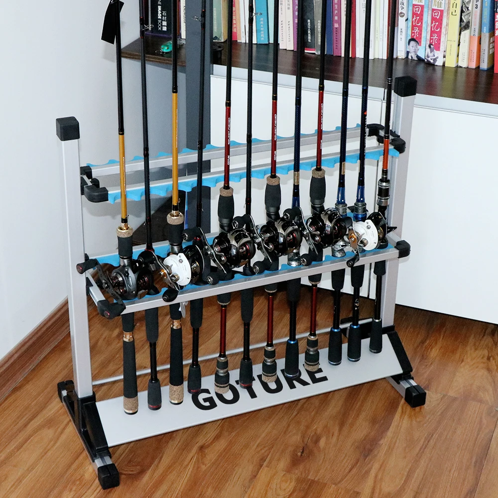 Goture 휴대용 낚시대 알루미늄 합금 막대 홀더 24pcs 막대 랙 낚시 릴로드 콤보 크기 70x67x32cmrod