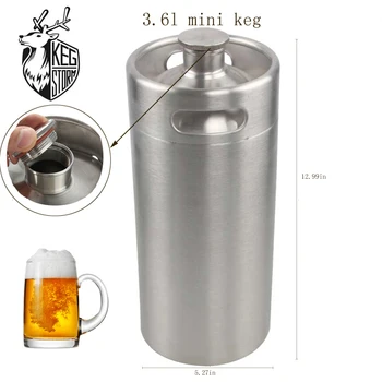 

KEG STORM 8L 304 Stainless Steel Beer Growler Brewhouse Keg Style Bee Mini Keg Silver Beer Barrel for Bar Accessories