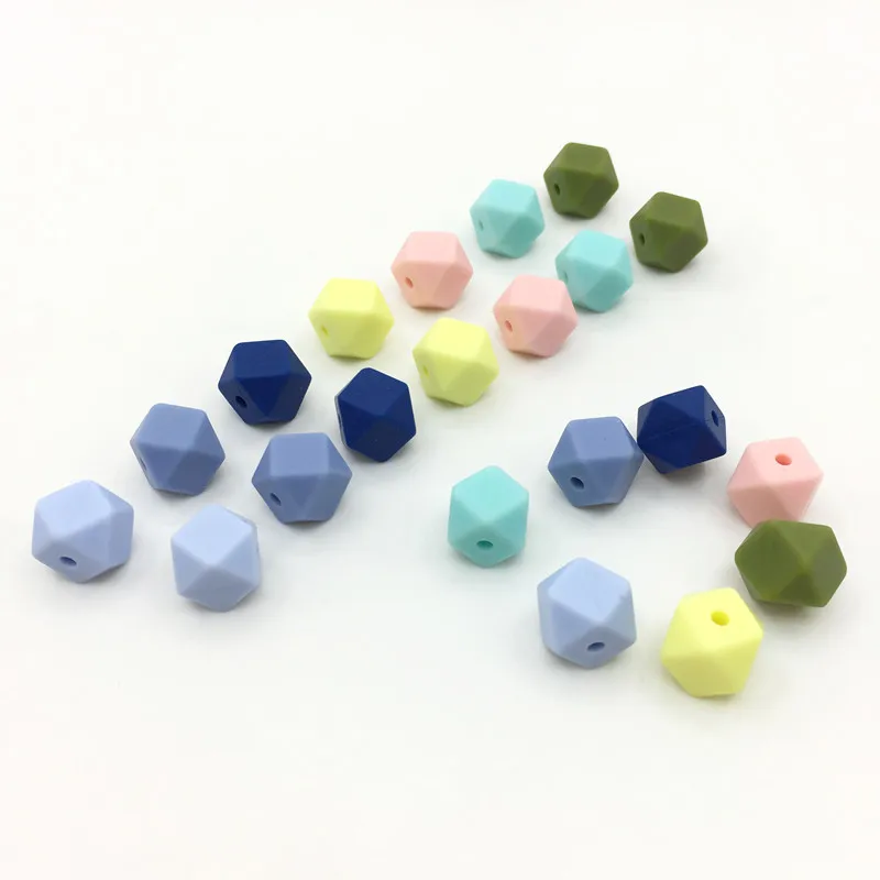 20 шт 13 мм Силиконовые шестигранные шарики без бисфенола силиконовые геометрические бусины для детей жевательные прорезыватели ожерелье мама DIY Набор Бусин - Цвет: new colors