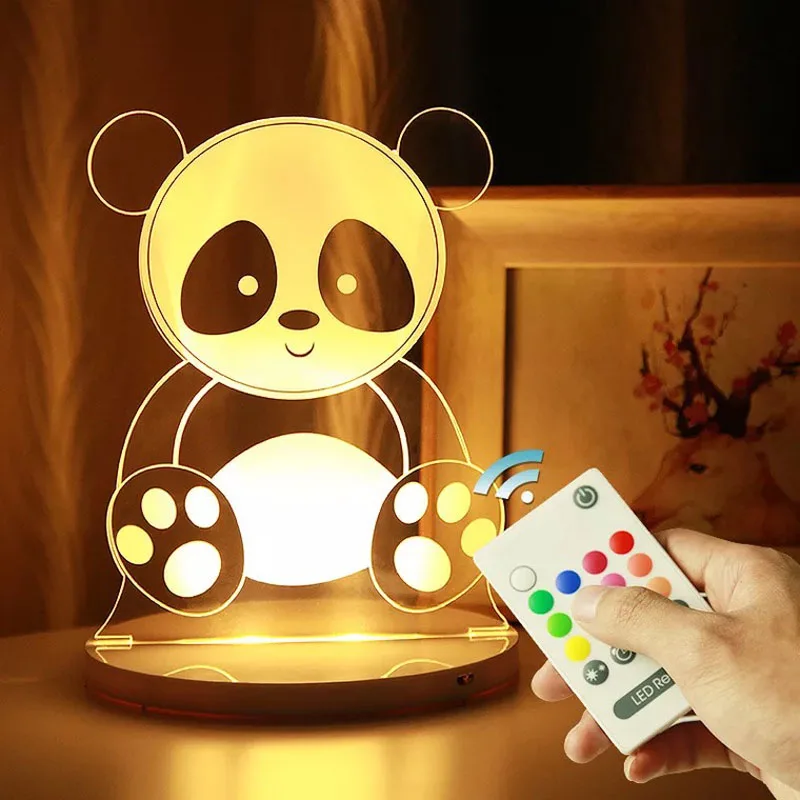 

Cartoon Table Night Light Stitch 3D Acrylic Lamp Bedroom Panel USB Cable 7 Colors Change Touch Base Lamp Kids Creative Gift