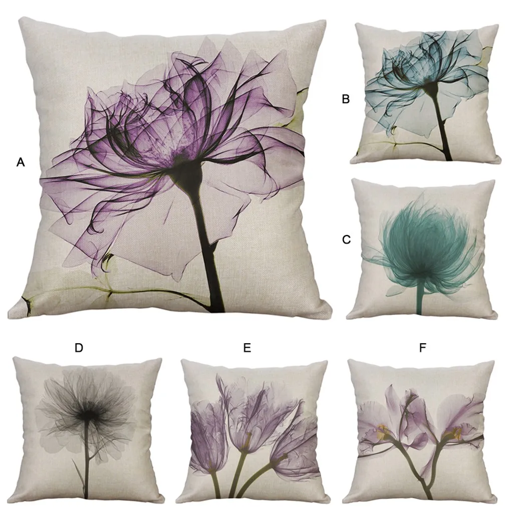 

Simple Linen Creative Lovely Pillow Cover Small fresh Flowers Girls Cotton Linen Pillow Case Cafe Cushion 3.29