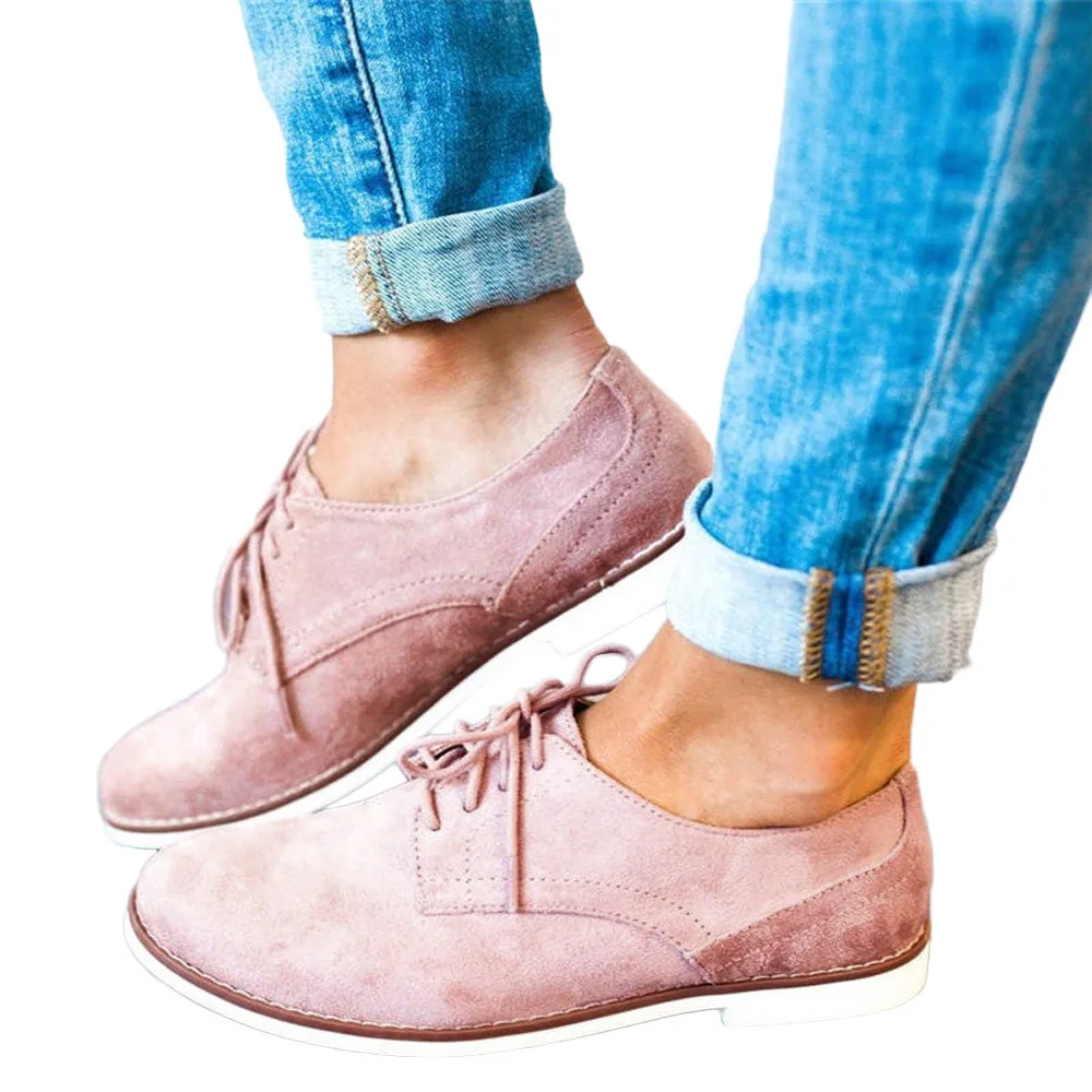 YOUYEDIAN/Женская обувь однотонная замшевая повседневная обувь на шнуровке с круглым носком; zapatos de mujer con tacon fiesta con taco grues#3
