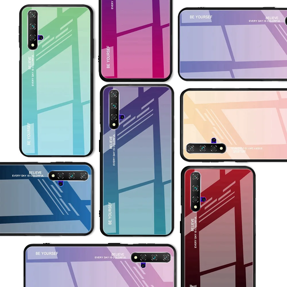 Mirror Glass Phone Case For Samsung S10 5G Huawei Honor 20 Pro Xiaomi Redmi 7A GO Cover Gradient Back Fundas |