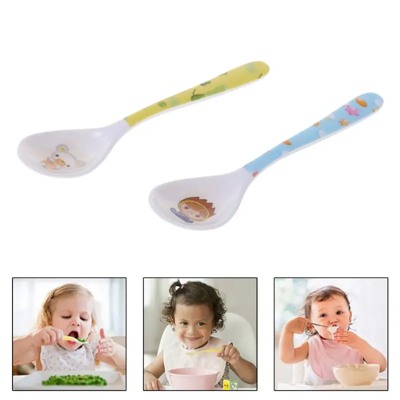 Детская ложка с прямой головкой для кормления, Обучающие столовые приборы, посуда для младенцев, детей, безопасный питатель, Обучающие принадлежности