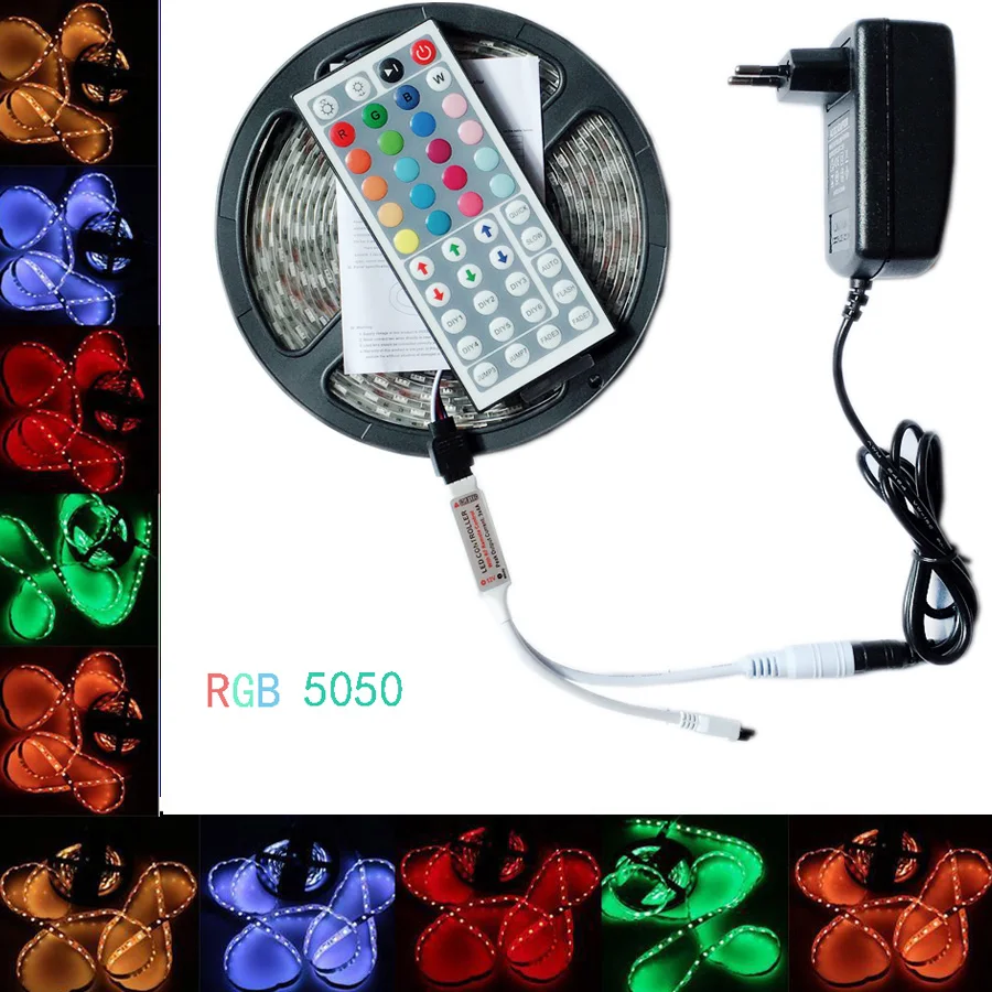 

RGB LED SMD 5050 3528 LED Light Strip Diode Waterproof Flexible Strip Light Dc12v Adapter eu us led strip complete kit