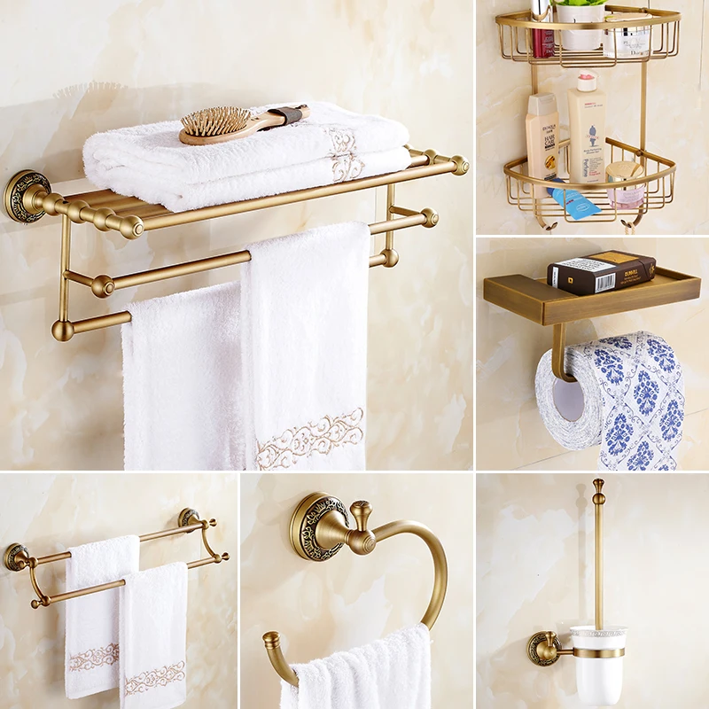 พระมหากษัตริย์โบราณฐานทองแดงชั้นวางผ้าขนหนูห้องน้ำสไตล์ยุโรปย้อนยุค