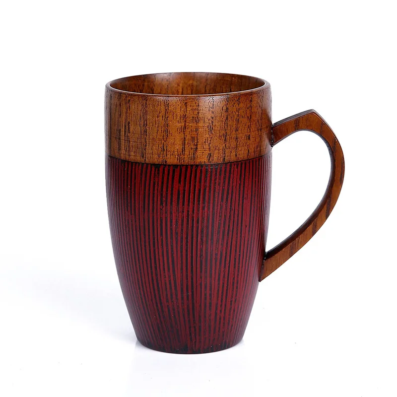 320 мл деревянная кружка ручной работы, красная черная кофейная чайная кружка, новинка, деревянные парные чашки и кружки, деревянная кухонная посуда для напитков, креативный подарок для любви - Цвет: 1Pc Red