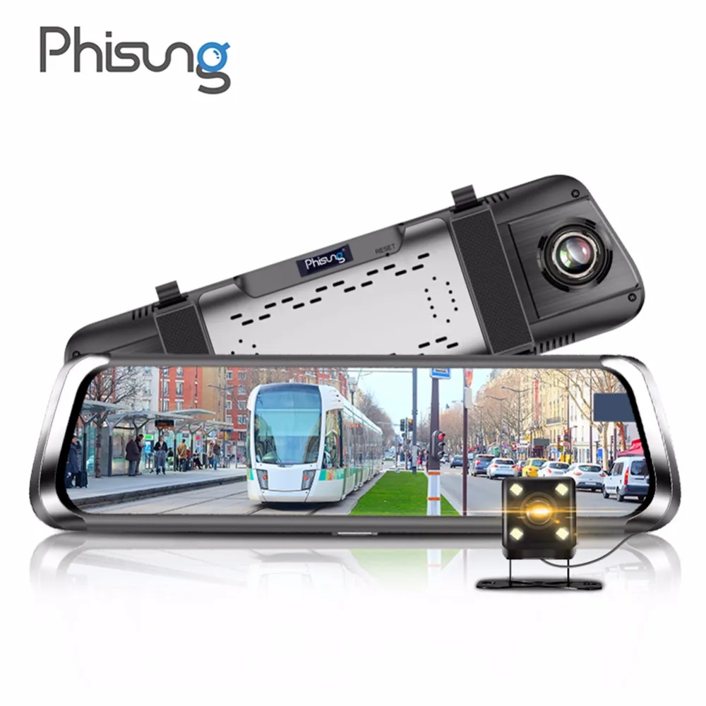 

Phisung F800 Car DVR 10in Touch Car Rear View Camera Night Vision Reversing Auto Parking Monitor 16:9 HD Video with 16G TF Card