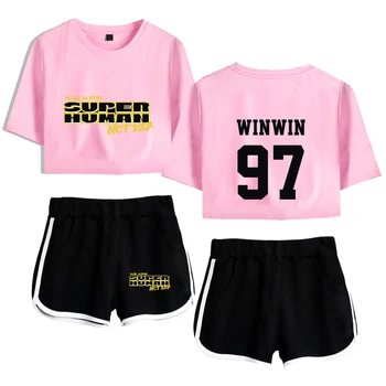 

NCT 127 WE ARE SUPERHUMAN Kpop Two pieces sets Casual Women Suits Short Sleeve+Shorts New Casual Sexy Harajuku Soft Summer Sets