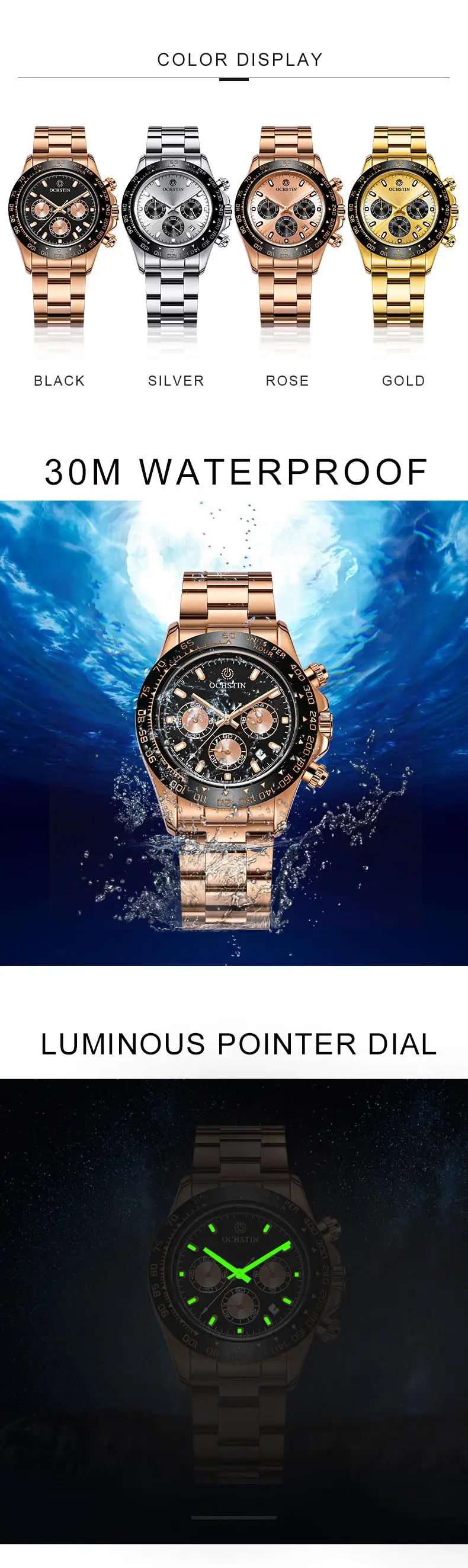OCHSTIN мужские s часы Топ люксовый бренд спортивные наручные мужские часы, хронограф кварцевые Военные Relogio Masculino reloj hombre