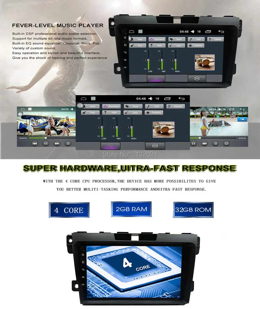 Sale Funrover 9" Android 8.0 2 din Car DVD Player multimedia for Mazda CX7 CX-7 2G+32G auto radio tape recorder GPS Navigation navi 9