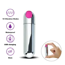 Vibrating bullet mini jumping egg ten frequency USB charging round head bullet silver charging vaginal ball sex toys for woman