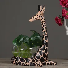 Модная прозрачная стеклянная ваза, креативная аквариумная индивидуальная гидропонная ваза для цветов, ваза из смолы с жирафом, аквариумная ваза для цветов для дома