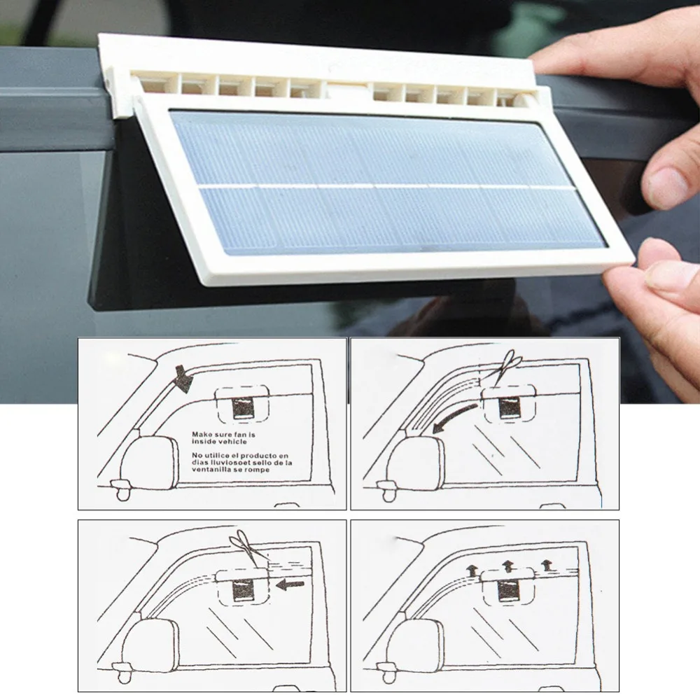 Автомобильный вентилятор на солнечной энергии ed для выхлопа, автомобильный охладитель для грилей, вентилятор для вентиляции, двухрежимный источник питания, мощный 2 цвета