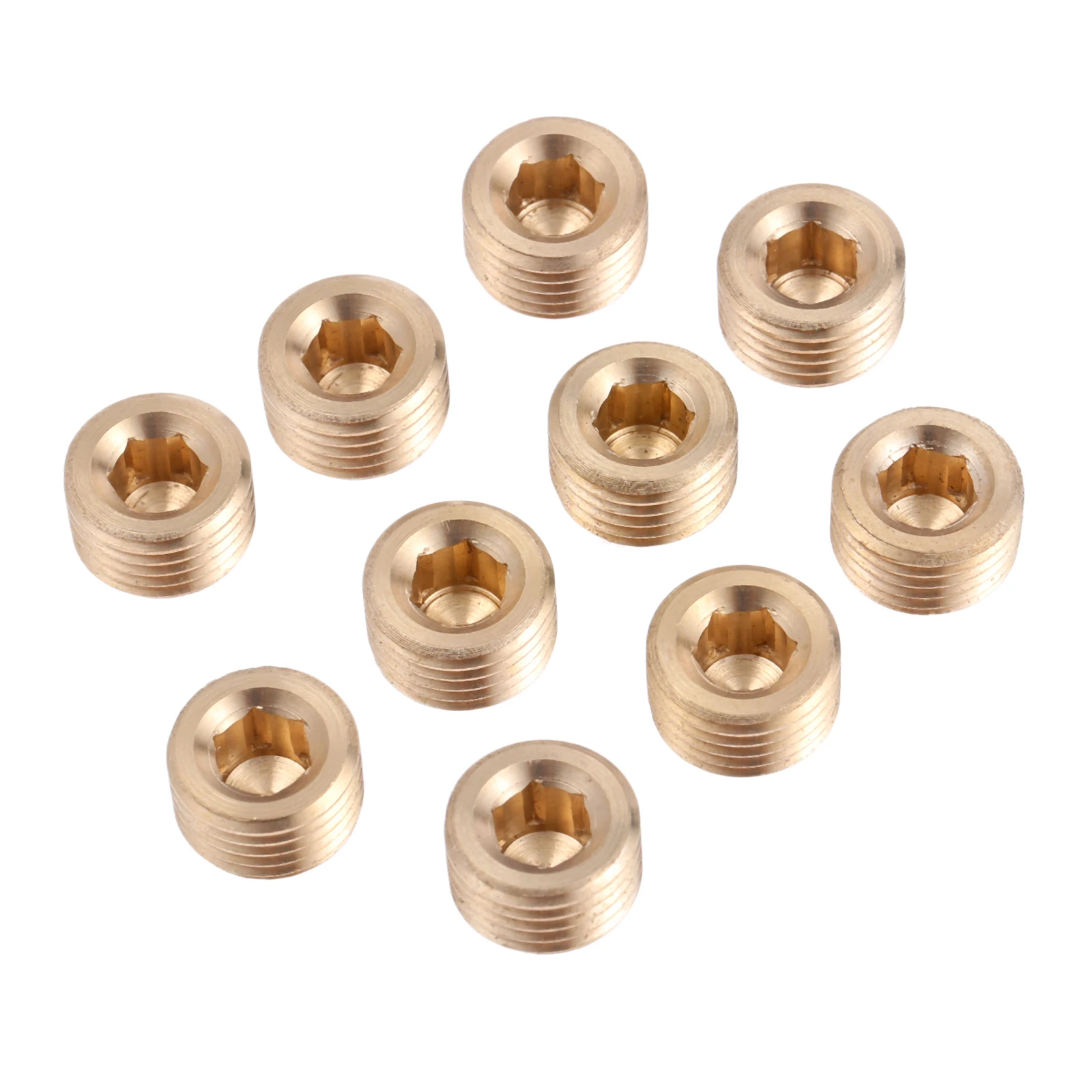 10Pcs 1/8" 1/4'' 3/8" NPT Thread Internal Hex Thread Socket Pipe Plug Fitting Connector Brass Pipe Fittings Mechanical Fasteners