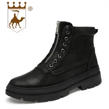BACKCAMEL/высокие ботинки большого Size38-47; мужские уличные бархатные теплые ботинки; мужские мотоциклетные ботинки; кожаная обувь на молнии