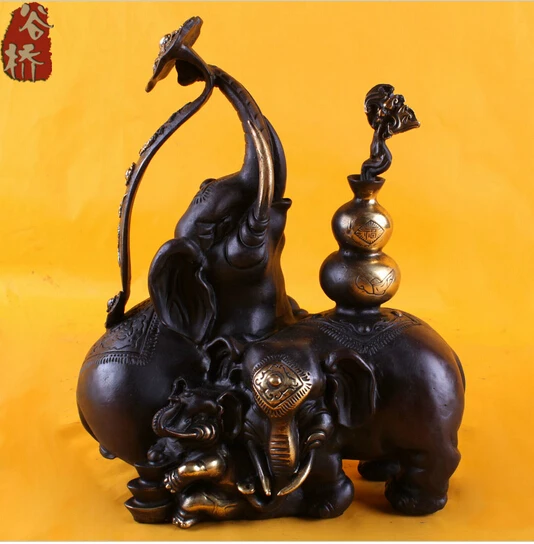 

B0601 421Bronze sculpture, copper lucky crafts elephant lucky bronze sculpture, triratna decoration statue