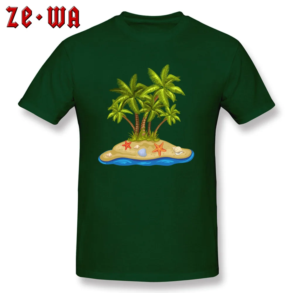 cartoon summer beach coconut tree Short Sleeve Tops Shirts O-Neck Pure Cotton Men Tshirts Summer Tops T Shirt Prevalent cartoon summer beach coconut tree dark