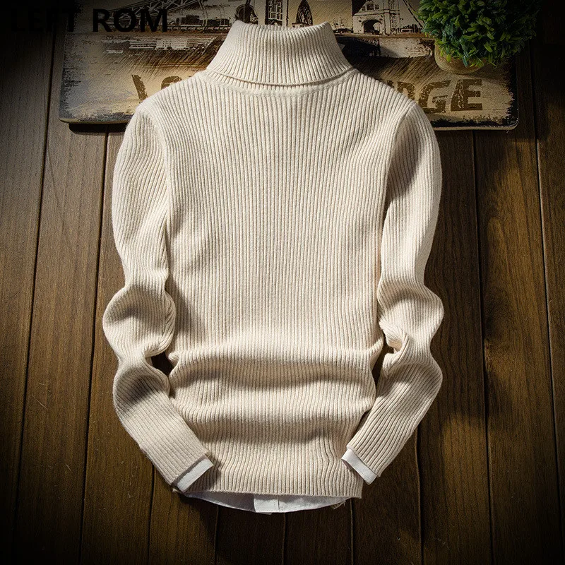 LEFT ROM New 2018 Autumn Winter Youth Fashion Turtleneck Sweater Men Knitted High Elastic Mens Sweaters And Pullovers | Мужская одежда