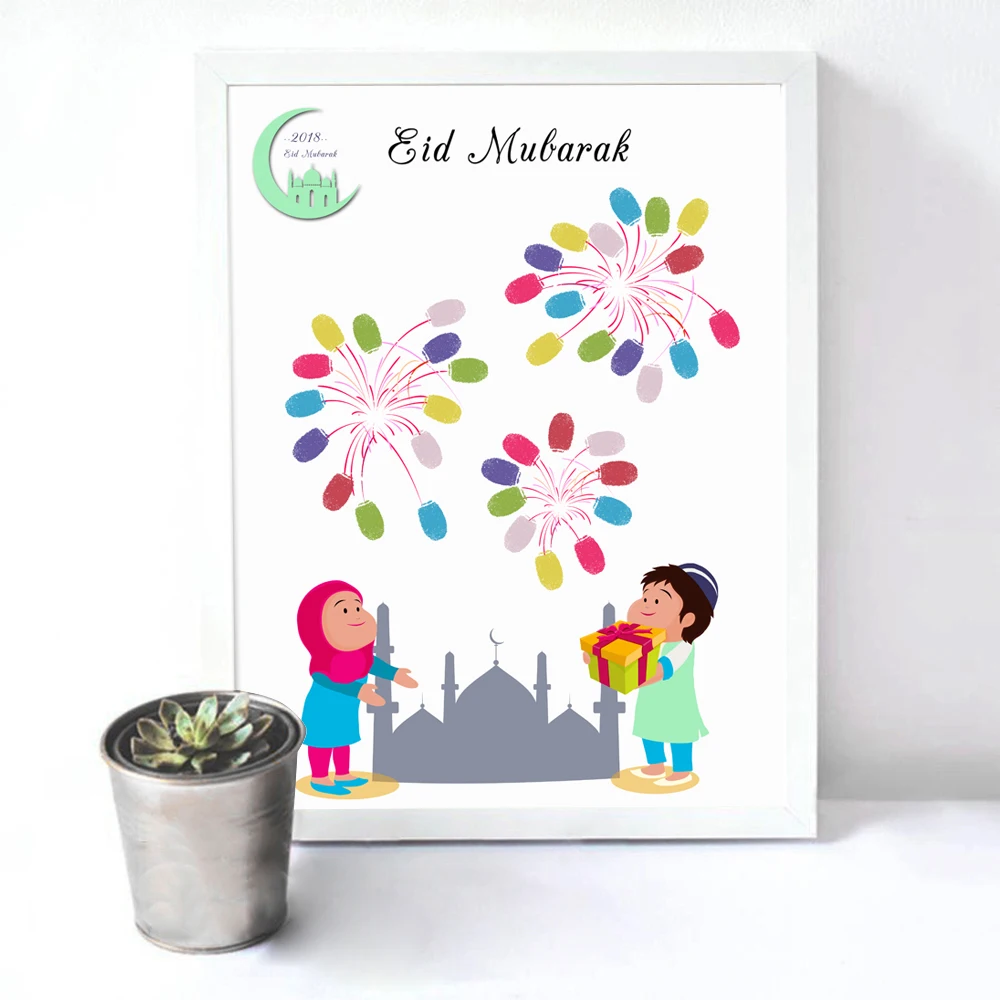 Креативный настраиваемый DIY отпечаток пальцев Подпись гость книга для EID Mubarak Новогоднее исламское мусульманское EID фестиваль украшения