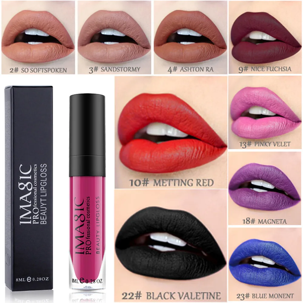 

IMAGIC Lipstick Professional Women Last Liquid Lipstick Moisturizer Velvet Matt Texture Lipstick Cosmetic Beauty Makeup 19L0517